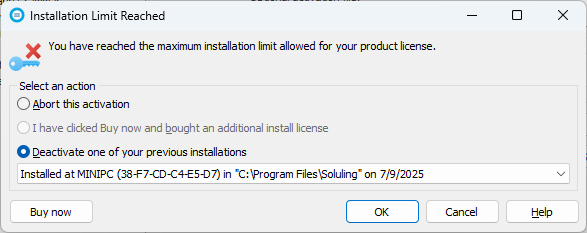 Deactivate a previouse installation