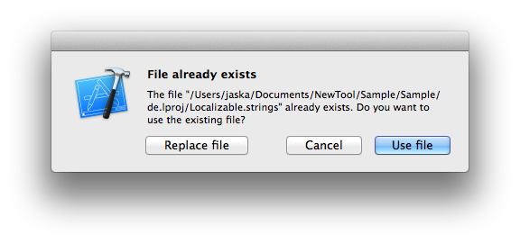 File already exists warning