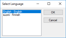 Select language dialog