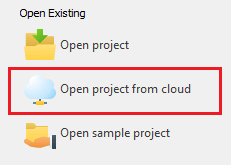 Click Open project from cloud button