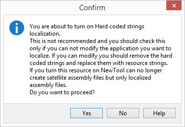 Hard coded strings warning
