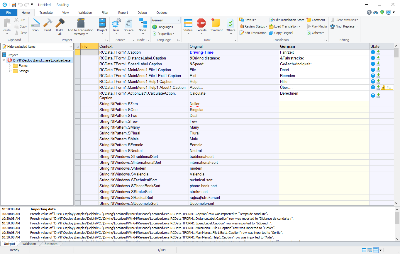 Delphi options sheet of Project Wizard