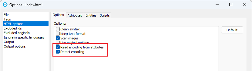 Select items you want to localize