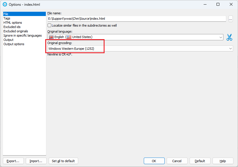 Select items you want to localize