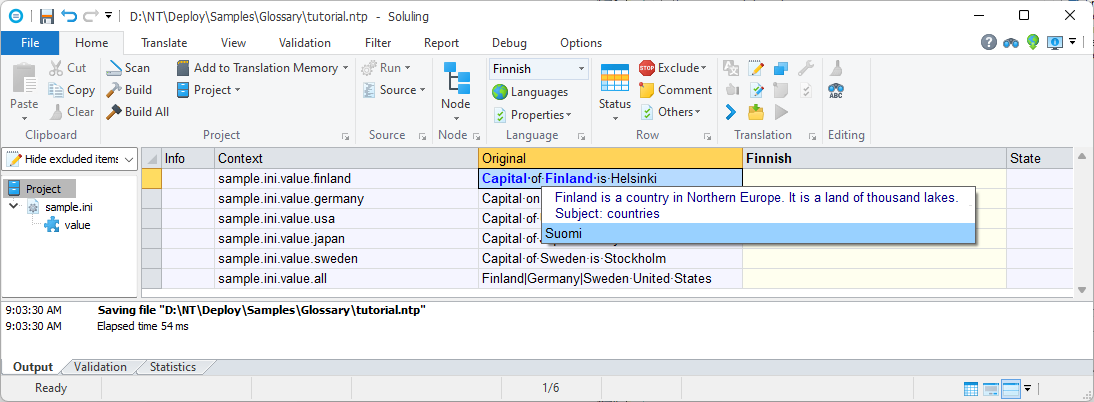 Default terminology settings