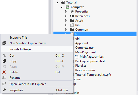Include in VS